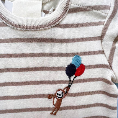 Monkey Embroidered Organic Cotton Baby Bodysuit - {{variant_option_1}}