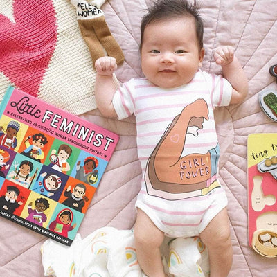 Organic Baby Gift Set | 'Girl Power' Onesie, Toy Bear, 'Little feminist' Book & Blankets - {{variant_option_1}}