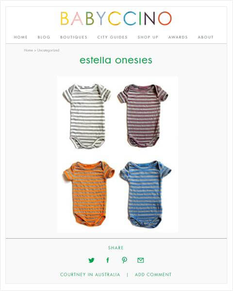 organic baby clothes feature in Babyccino website.
