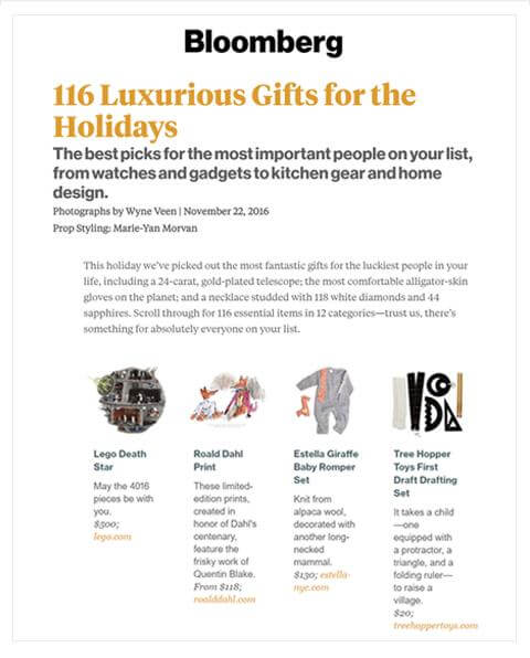 Luxury newborn gift set by Estella in Bloomberg