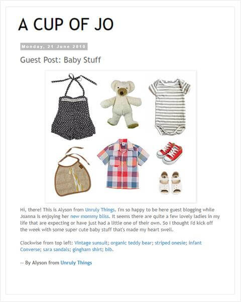 organic baby toy feature in Cup of Joe magazine.