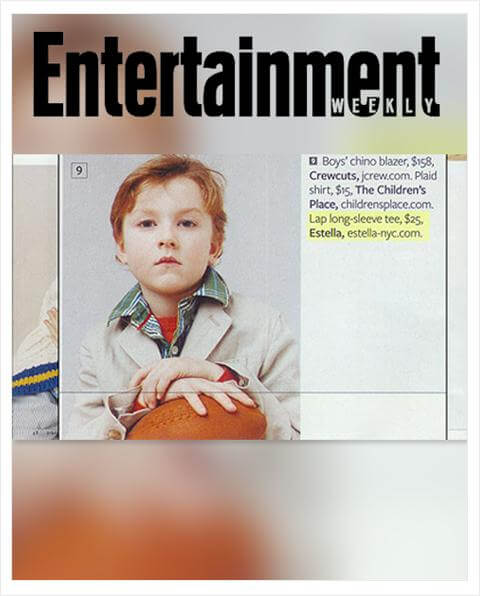 Luxury clothes feature in Entertainment weekly. 