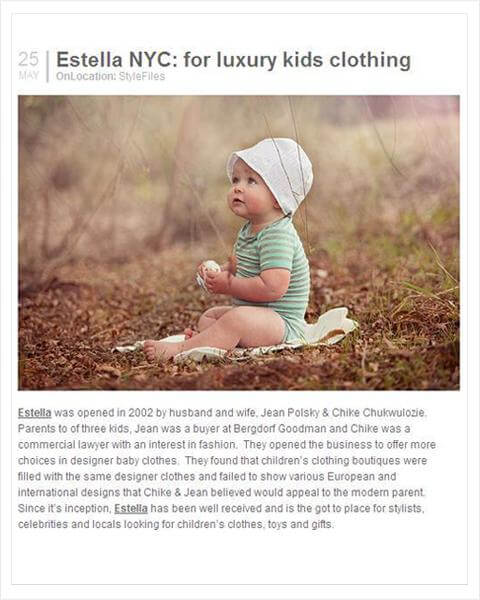 Luxury baby clothes feature in Mini Hipster magazine.