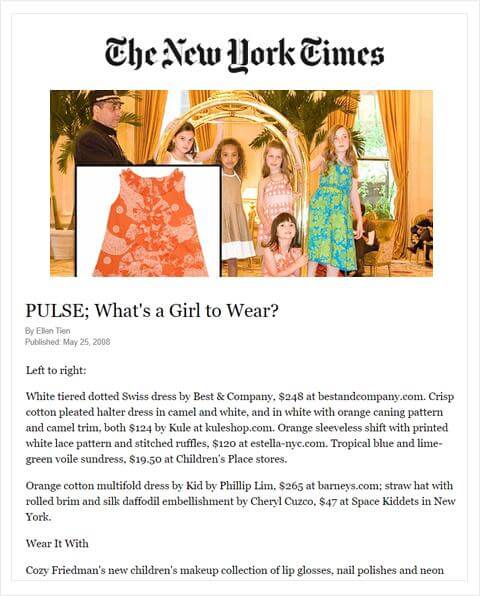 Luxury Baby clothes feature in The New York Times.