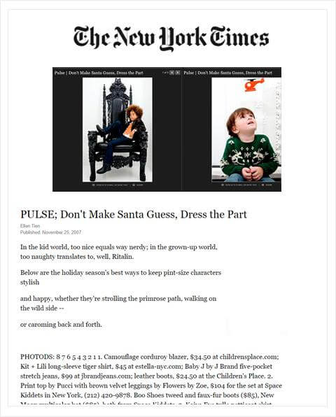 Luxury baby clothes feature in The New York Times.