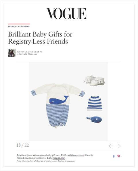Newborn baby gift set feature in Vogue.
